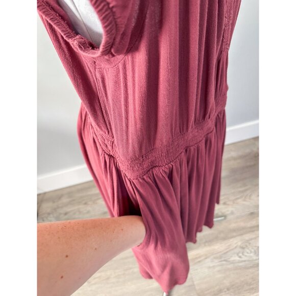 Torrid Mini Lenny Smocked Waist Dress in Wild Ginger Burgundy - Picture 10 of 12